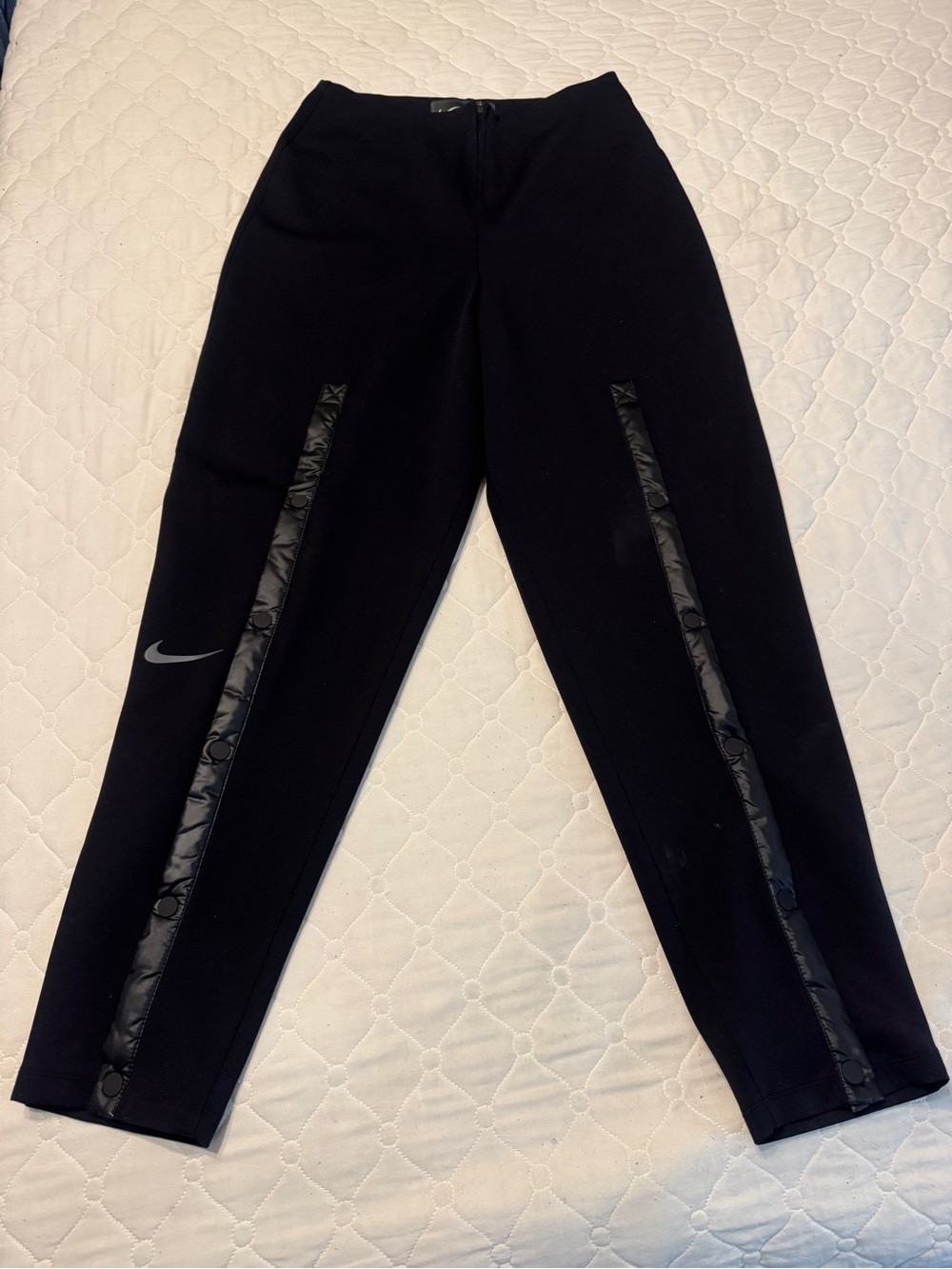 Nike Black Track Pants with Quilted Side Strips